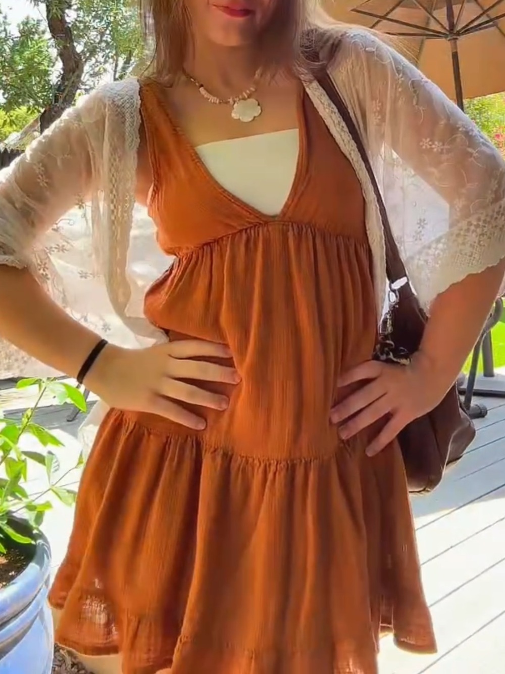 PULL&BEAR RUST BROWN MINI DRESS - Picture 5 of 5